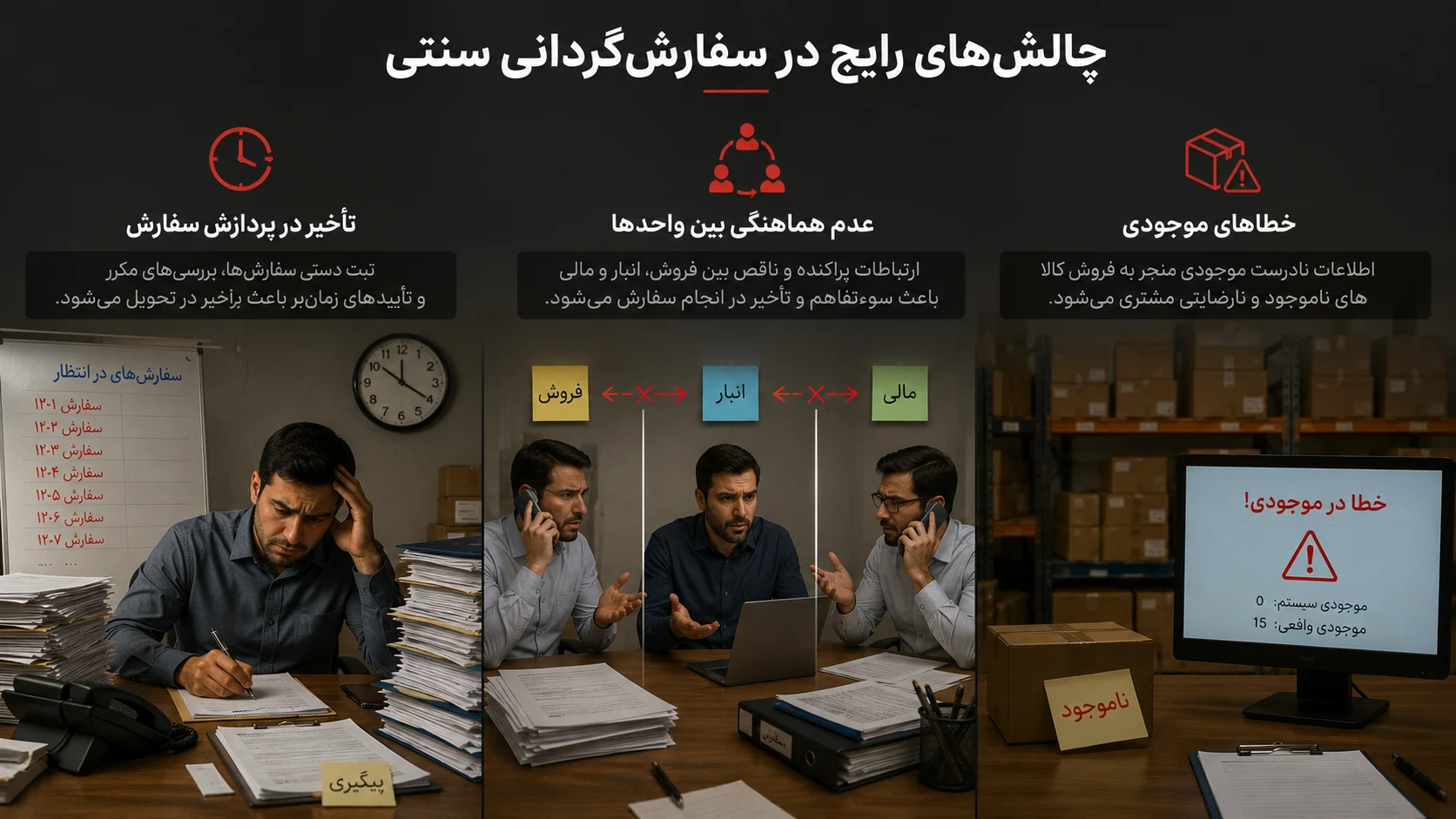 چالش‌های رایج در سفارش‌گردانی سنتی